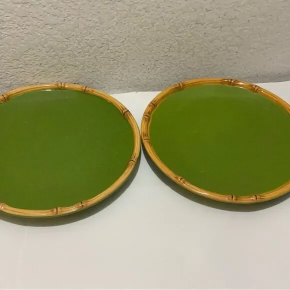 Set of (2) - Target Ipanema Bamboo - 11" Green Round Dinner Plates - G17